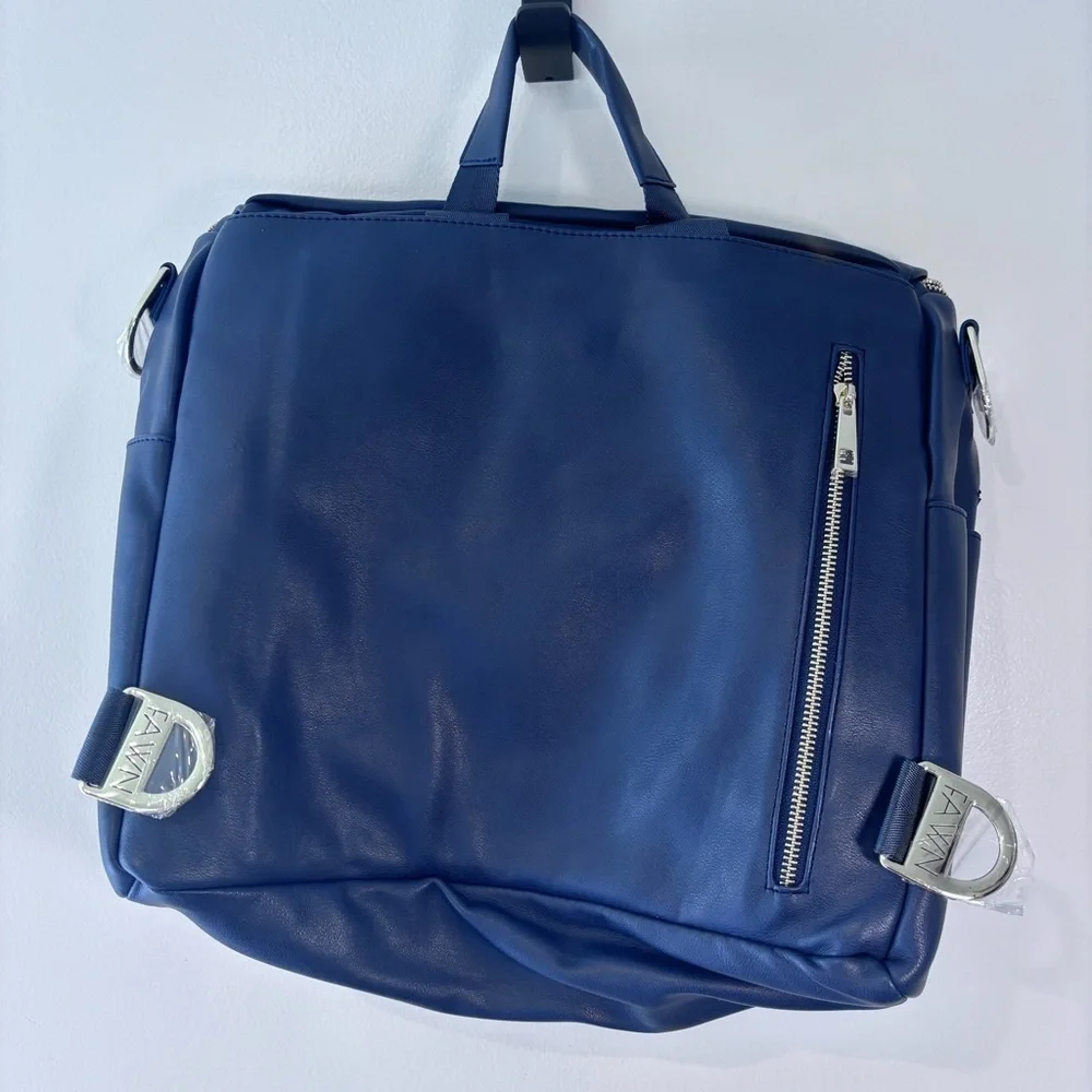 Fawn DesignThe Original Diaper Baby Travel Bag in Navy Faux Leather - Picture 4 of 6